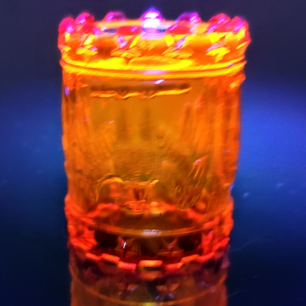 Glowing Kanawha Cadmium Amberina Glass American Eagle & Stars Toothpick Holder - Picture 9 of 16